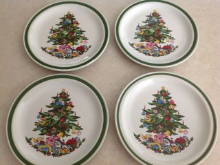 Yamaka International Noel Christmas Tree Japan Set Of 4 7 - 3/4 " Side Plates
