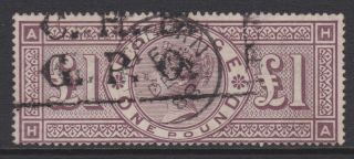 Gb Stamps Queen Victoria 1884 £1 Brown Lilac Fine Rare Adhesive