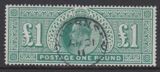 Gb Stamps 1902 - 10 King Edward Vii £1 Fine & Cert Rare Adhesive
