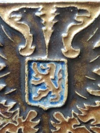 Numegen Netherlands Royal Delft De Porceleyne Craft Tile,  gold metallic 1900. 2