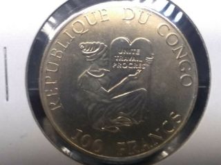 1999 Congo 100 francs uncirculated coin,  shot put 3