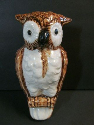 Owl Wall Pocket Vase Vintage Made In Japan Art Pottery Brown Cream
