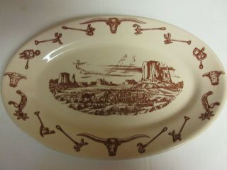 Vintage Wallace Restaurant Ware China " El Rancho " Pattern Oval Plate Platter 10 "