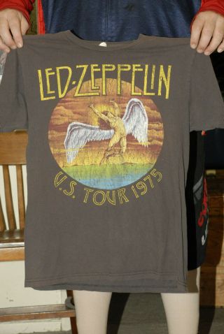 Led Zeppelin Us Tour 1975 T Shitt Swan Song Logo Robert Plant Jimmy Page