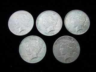 Set Of 5 Peace Silver Dollars (3) 1922 1923 1926