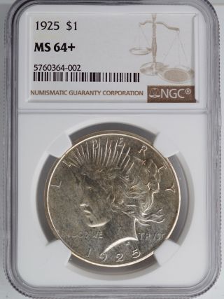 1925 Peace Dollar Ngc Ms64,  Plus Grade
