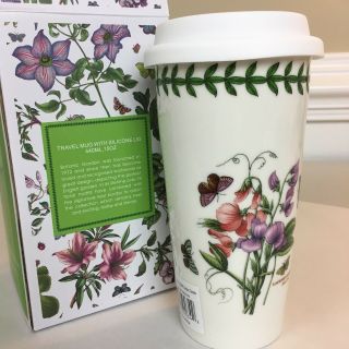 Portmeirion Botanic Garden Ceramic Travel Mug Silicone Lid Sweet Pea 15 Oz