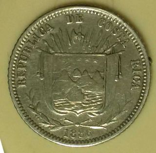 Xs - Costa Rica Silver 10 Centavos 1886 Scarce Km 126