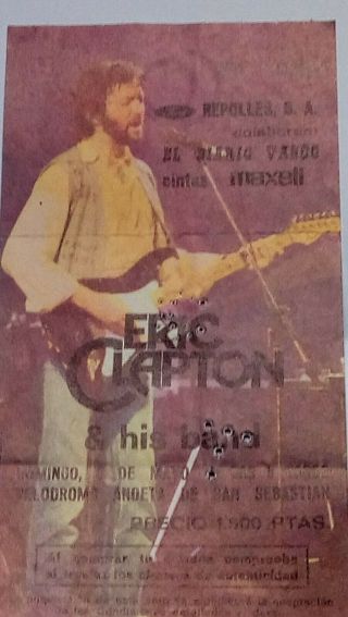 Eric Clapton & His Band,  Spanish Ticket Stub,  May 1983 At San Sebastian