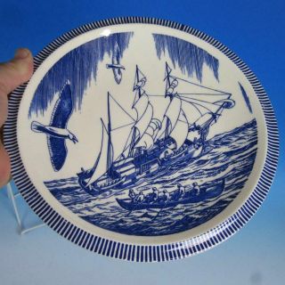 Vernon Kilns - Rockwell Kent Moby Dick - Blue Collector Plate - Made In Usa