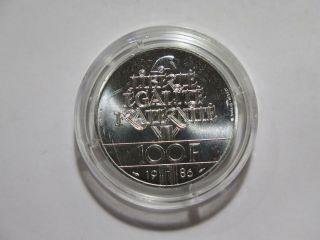 France 1986 100 Francs Liberty Piefort Silver World Coin 
