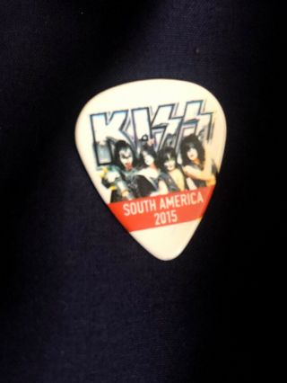 Kiss South America 2015 Tour Gene Simmons Guitar Pick Signed Bass Demon 40th