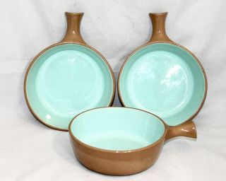 Taylor Smith & Taylor CHATEAU BUFFET Set of 3 Chili Soup Handle Bowl Brown Blue 2