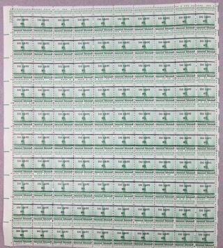 1 Cent Green Precancel Full Sheet 100 Stamps Eau Claire Wi.  For Defense