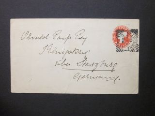 Stationery 1896 Qv 1/2d Envelope Melbourne Derby.  E Squared Circle Germany Rare