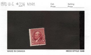 1890 U.  S.  Mnh 6c James A.  Garfield Stamp Scott 224 112778 X R