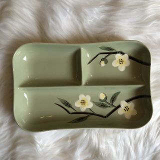 Weil Ware Blossom Celadon Divided Relish Tray