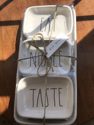Rae Dunn Ll Taste,  Nibble,  Eat,  4 Piece Tray Set