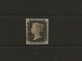 1840/41 - 1d Penny Black - 4.  Margin [e.  C.  ] - Red Maltese Cross -