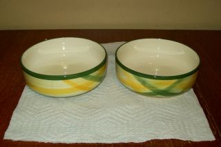 Vernonware Gingham Green - 2 Coupe Cereal Bowls,  Near