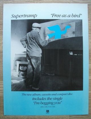 Supertramp - As A Bird - Music Advert Poster 12 X 9 In Wall Art
