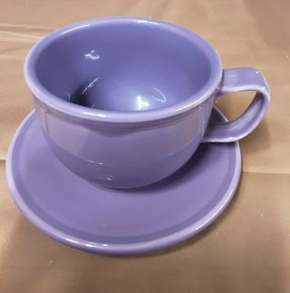 Retired Fiesta Lilac/ Purple Jumbo Mug And Saucer Homer Laughlin Fiestaware