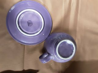 Retired Fiesta Lilac/ Purple Jumbo Mug and Saucer Homer Laughlin Fiestaware 2