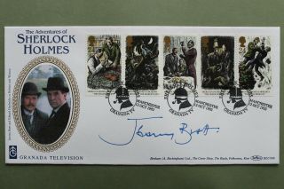 1992 Adventures Of Sherlock Holmes Fdc - Signed By Jeremy Brett - Granada Tv