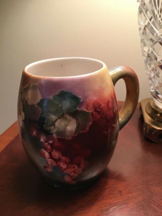 Vintage 5 " Cac American Belleek Painted Porcelain Mug/tankard Grape Design