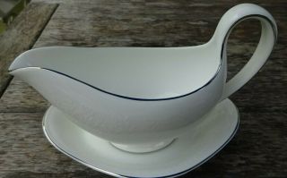 Wedgwood China Gravy Boat & Saucer - Silver Ermine Pattern R4452