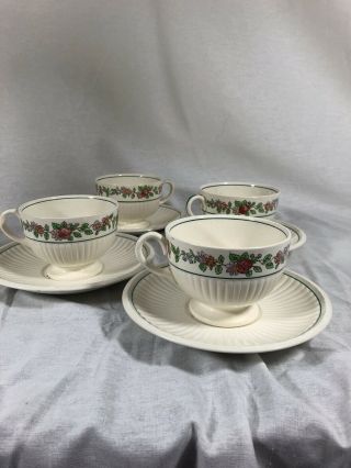 1950s Set Of 4 Wedgwood Belmar Demitasse/espresso Cups & Saucers/etruria England