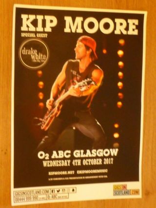 Kip Moore,  Drake White & The Big Fire Glasgow Oct.  2017 Tour Concert Gig Poster