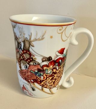 Williams - Sonoma Christmas Mug Santa And Reindeer Sleigh