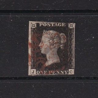 Gb Great Britain 1840 Penny Black 2 - 3 Margins Lettered J - C