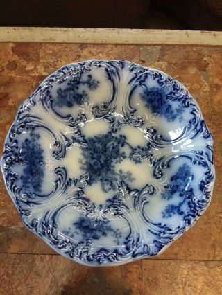 Flow Blue Trilby Semi Porcelain Wharf Pottery 9 1/2 " Bowl