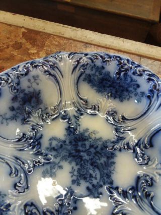 Flow Blue Trilby Semi Porcelain Wharf Pottery 9 1/2 