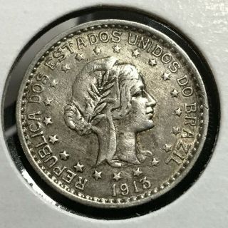 1913 Brazil 500 Reis Silver Coin