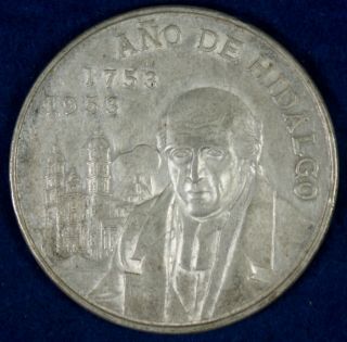 1953 Mexico 5 Pesos Ano De Hidalgo Silver Coin