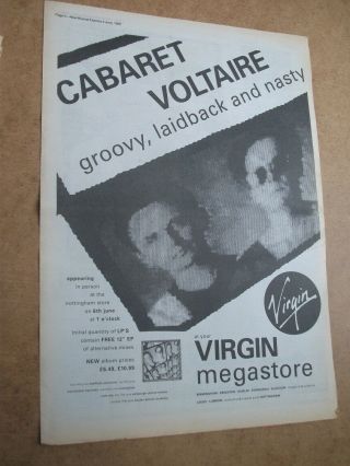 Cabaret Voltaire - Groovy Laidback And Nasty 1990 - Vintage Press Advert Poster