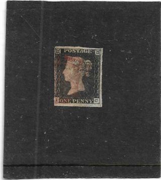 British Old Stamps Queen Victoria 1840 Penny Black Sg.  2 " I - C " Plate 2 Gb