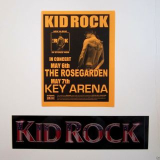 Kid Rock 2004 Concert Handbill And 2001 Promo Sticker Cocky