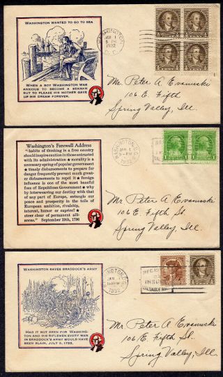 1932 George Washington 200th - Ioor Set Of 12 Different Cacheted Fdc 
