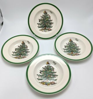 Set Of Four 4 Spode Christmas Tree Rimmed Bowls S3324 K 7 3/4 Inches