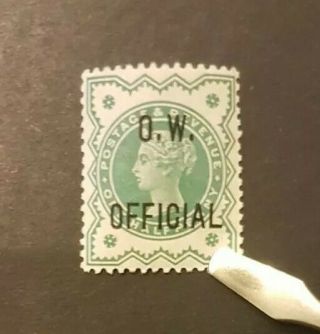 Qv Queen Victoria O.  W.  Ow Official Stamp Green Revenue Office Work Sgo32 Cat£580