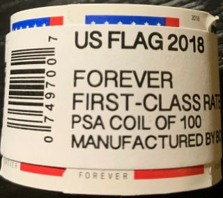 Usps Us Flag 2018 First Class Rate Forever Stamps - Roll Of 100