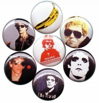 Lou Reed Set Of 7 Pins - Button - Badges Velvet Underground Rock And Roll Animal