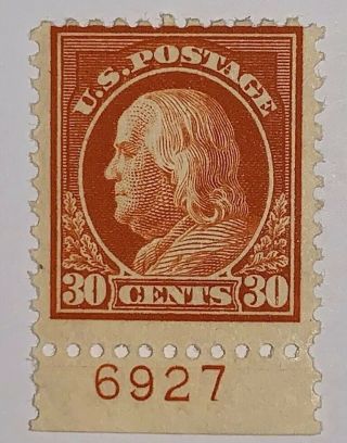Travelstamps: 1917 - 1919 Us Stamps Scott 516 30c Franklin Orange Red Og Nh