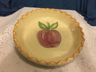 Vintage Los Angeles Potteries Hand Painted 9.  75 " Apple Pie Plate