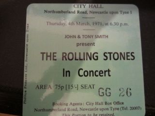 Rolling Stones Concert Coasters March 1971 Ticket Mdf Coaster