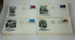 Bicentennial Era 1776 - 1976 50 States Stamps 4 Different Art Craft Fdc Full Set